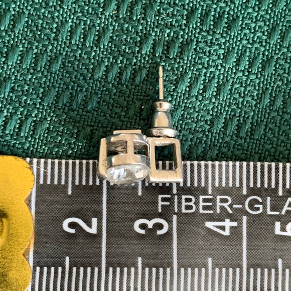 Elle Sterling Silver 925 Cubic Zirconia Stud Earrings Ruby gem Back 3.5 grams - Picture 6 of 9